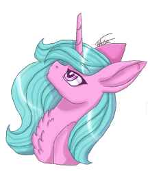 Size: 767x877 | Tagged: safe, artist:inspiredpixels, oc, oc only, pony, unicorn, bust, chest fluff, female, looking up, mare, signature, simple background, solo, transparent background