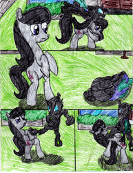 Size: 2549x3299 | Tagged: safe, artist:l9obl, octavia melody, changeling, earth pony, pony, once upon a time in canterlot, g4, badass, bipedal, comic, dodge, fight, high res, kicking