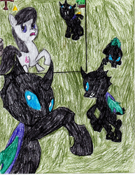 Size: 2549x3299 | Tagged: safe, artist:l9obl, octavia melody, changeling, earth pony, pony, once upon a time in canterlot, g4, comic, fight, high res