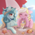 Size: 2000x2000 | Tagged: safe, artist:purrshen, oc, oc only, oc:bay breeze, oc:sea sprint, pegasus, pony, unicorn, beach, blushing, bow, cute, duo, eyes closed, female, food, hair bow, happy, high res, horn, ice cream, long mane, mare, ocbetes, ocean, pegasus oc, shells, squishy cheeks, umbrella, unicorn oc, water