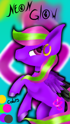 Size: 640x1136 | Tagged: safe, artist:purpleponyarr, oc, oc only, oc:neon glow, pegasus, pony, looking back, pegasus oc, reference, solo