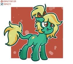 Size: 957x835 | Tagged: safe, artist:redpalette, oc, oc only, oc:astro, earth pony, pony, abstract background, artfight, blonde, bow, cute, earth pony oc, fluffy, smiling, solo
