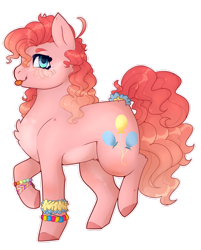Size: 1280x1596 | Tagged: safe, artist:a1-axis, pinkie pie, earth pony, pony, g4, bracelet, chest fluff, female, jewelry, mare, raised hoof, simple background, solo, tail scrunchie, tongue out, transparent background