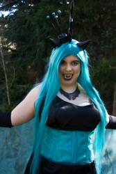 Size: 800x1200 | Tagged: safe, queen chrysalis, human, g4, clothes, cosplay, costume, fangs, irl, irl human, open mouth, photo