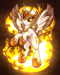 Size: 800x1000 | Tagged: safe, artist:azimooth, daybreaker, alicorn, pony, g4, female, fire, jewelry, regalia, solo