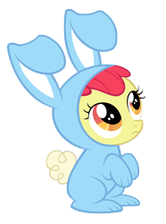 Size: 4461x6000 | Tagged: safe, artist:otfor2, apple bloom, earth pony, pony, g4, .ai available, .psd available, absurd resolution, adorabloom, animal costume, bunny bloom, bunny costume, clothes, costume, cute, female, filly, frown, looking up, simple background, solo, transparent background, vector