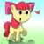 Size: 2000x2000 | Tagged: safe, artist:ricechexwithmilk, apple bloom, butterfly, earth pony, pony, g4, :o, chest fluff, female, filly, high res, newbie artist training grounds, open mouth, raised hoof, solo