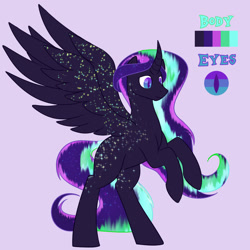 Size: 1280x1280 | Tagged: safe, artist:enigmadoodles, oc, oc only, alicorn, pony, bipedal, offspring, parent:king sombra, parent:princess luna, parents:lumbra, rearing, solo