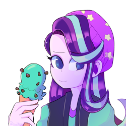 Size: 3000x3000 | Tagged: safe, artist:sadkazooist, starlight glimmer, equestria girls, equestria girls specials, g4, my little pony equestria girls: mirror magic, beanie, clothes, cute, female, food, glimmerbetes, hat, high res, ice cream, simple background, smiling, solo, that human sure does love ice cream, that pony sure does love ice cream, transparent background