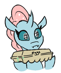 Size: 382x460 | Tagged: safe, artist:jargon scott, ocellus, changedling, changeling, g4, egg carton, female, implications, simple background, solo, white background
