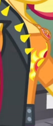Size: 1920x4563 | Tagged: safe, screencap, sunset shimmer, equestria girls, equestria girls series, forgotten friendship, g4, boobshot, breasts, busty sunset shimmer, clothes, cropped, cutie mark, cutie mark on clothes, female, geode of empathy, jacket, jewelry, leather, leather jacket, magical geodes, necklace, pictures of chests, solo