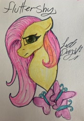 Size: 2749x3916 | Tagged: safe, artist:yayeet12369, fluttershy, pegasus, pony, g4, bust, high res, solo, traditional art