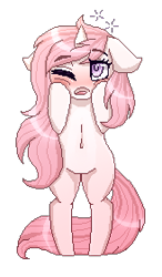 Size: 164x280 | Tagged: safe, artist:inspiredpixels, oc, oc only, pony, unicorn, bipedal, female, floppy ears, mare, pixel art, simple background, solo, transparent background