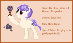 Size: 2940x1741 | Tagged: safe, artist:littlejurnalina, oc, oc only, oc:gia stone, earth pony, pony, female, geode, mare, solo