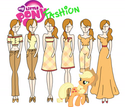 Size: 1985x1701 | Tagged: safe, artist:willemijn1991, applejack, earth pony, human, pony, g4, clothes, dress, female, hat, looking back, mannequin, mare, simple background, white background