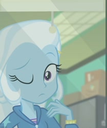 Size: 958x1148 | Tagged: safe, edit, edited screencap, screencap, trixie, equestria girls, equestria girls specials, g4, my little pony equestria girls: better together, my little pony equestria girls: forgotten friendship, cropped, one eye closed