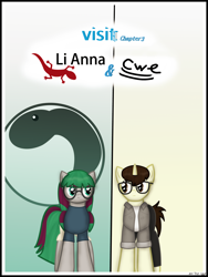 Size: 1750x2333 | Tagged: safe, artist:99999999000, oc, oc only, oc:cwe, oc:li anna, gecko, pony, comic:visit, clothes, comic, female, glasses, male