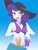 Size: 1620x2160 | Tagged: safe, artist:haibaratomoe, rarity, equestria girls, equestria girls series, forgotten friendship, g4, belly button, bikini, blushing, breasts, busty rarity, cleavage, clothes, cute, drinking glass, ear piercing, earring, geode of shielding, gradient background, hat, jewelry, magical geodes, midriff, open mouth, piercing, raribetes, rarity's blue sarong, rarity's purple bikini, sarong, simple background, solo, sun hat, swimsuit