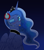 Size: 1280x1440 | Tagged: safe, artist:ghoasthead, princess luna, alicorn, pony, gamer luna, g4, :p, abstract background, blushing, cute, ethereal mane, female, headphones, looking back, lunabetes, mare, one eye closed, solo, starry mane, tongue out, wings, wink