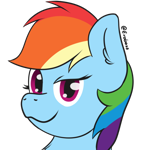 Size: 500x500 | Tagged: safe, artist:exobass, rainbow dash, pony, g4, bust, colored, female, flat colors, mare, simple background, smug, solo, transparent background