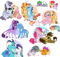 Size: 3914x3687 | Tagged: safe, artist:moccabliss, apple bloom, applejack, clear sky, coloratura, diamond tiara, fluttershy, gabby, gilda, inky rose, petunia paleo, pinkie pie, princess ember, rainbow dash, rarity, scootaloo, silver spoon, smolder, spike, sunset shimmer, sweetie belle, trixie, twilight sparkle, alicorn, dragon, earth pony, griffon, pegasus, pony, unicorn, g4, colorarose, colorashy, colorashyrose, crack shipping, curved horn, dragoness, female, gabbybelle, headcanon in the description, high res, horn, inkyshy, leonine tail, lesbian, lying down, male, mane seven, mane six, petunialoo, polyamory, prone, ship:clearjack, ship:diamondbloom, ship:emberity, ship:gildapie, ship:silverspike, ship:twixie, shipping, smolbby, smolderbelle, smolgabelle, straight, sunsetdash, t4t, trans fluttershy, transgender, unicorn twilight