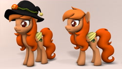 Size: 1920x1080 | Tagged: safe, artist:whiteskypony, oc, oc only, oc:pumpkin punch, pegasus, pony, 3d, female, hat, mare, solo, two toned wings, wings, witch hat