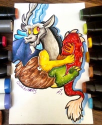 Size: 1043x1280 | Tagged: safe, discord, draconequus, g4, drawing, irl, male, markers, paper, signature, traditional art
