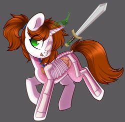 Size: 1997x1960 | Tagged: safe, artist:cloud-fly, oc, oc only, pony, unicorn, commission, dissectibles, organs, solo, sword, weapon, ych result