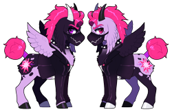 Size: 1150x750 | Tagged: safe, alternate version, artist:lastnight-light, oc, oc only, oc:fizzy thunder, pegasus, pony, clothes, fangs, horns, jacket, male, simple background, solo, stallion, transparent background
