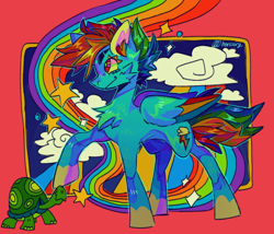 Size: 640x548 | Tagged: safe, artist:hercury, rainbow dash, tank, pegasus, pony, g4, chest fluff, cloud, rainbow, stars