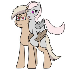 Size: 2400x2328 | Tagged: safe, artist:somber, oc, oc only, oc:terminal velocity, oc:violet, pegasus, pony, duo, female, high res, male, mare, riding on back, simple background, stallion, transparent background