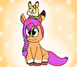 Size: 1271x1103 | Tagged: safe, artist:harmonybunny2021, sunny starscout, oc, oc:sunny (jewelpet), earth pony, fox, pony, g5, my little pony: a new generation, crossover, gem, jewelpet, kit fox, non-mlp oc, sunstone (gem)