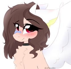 Size: 2072x2000 | Tagged: safe, artist:2pandita, oc, oc only, pegasus, pony, bandaid, bandaid on nose, chest fluff, female, high res, horns, mare, solo