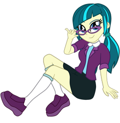 Size: 1913x1949 | Tagged: safe, artist:gmaplay, juniper montage, equestria girls, equestria girls specials, g4, movie magic, dreamworks face, female, glasses, simple background, sitting, smiling, solo, transparent background