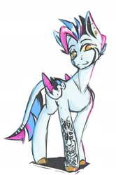 Size: 1286x1931 | Tagged: safe, artist:laptopdj, oc, oc only, pegasus, pony, piercing, simple background, solo, tattoo, white background