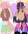 Size: 1080x1317 | Tagged: safe, artist:bland__boy, part of a set, fluttershy, twilight sparkle, alicorn, human, g4, bandaid, cellphone, clothes, dark skin, duo, eared humanization, glasses, horn, horned humanization, humanized, leg warmers, no pupils, peace sign, phone, shoes, skirt, socks, sweater, tailed humanization, twilight sparkle (alicorn), winged humanization, wings