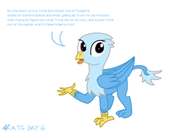 Size: 1094x817 | Tagged: safe, artist:dafiltafish, trixie, griffon, g4, dialogue, female, griffonized, solo, species swap