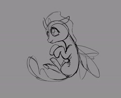 Size: 2076x1674 | Tagged: safe, artist:aliwoodruff, ocellus, changedling, changeling, g4, sketch, solo