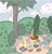 Size: 1970x2048 | Tagged: safe, artist:lynnpone, fluttershy, rainbow dash, pegasus, pony, g4, blushing, bread, bush, chest fluff, cloud, female, flower, food, herbivore, lesbian, picnic, sandwich, ship:flutterdash, shipping, teapot, tree, waffle, watermelon