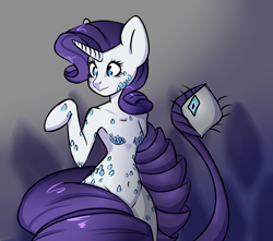 Size: 3400x3000 | Tagged: safe, artist:ranillopa, rarity, monster pony, unicorn, anthro, g4, arm hooves, belly, belly button, breasts, digital art, female, high res, hooves, mare, small breasts, solo, tail