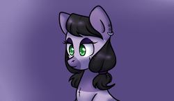 Size: 4000x2332 | Tagged: safe, artist:ranillopa, oc, oc only, earth pony, pony, commission, digital art, ear piercing, emo, female, mare, piercing, simple background, sitting, solo