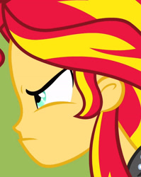Size: 1920x2407 | Tagged: safe, screencap, sunset shimmer, equestria girls, g4, my little pony equestria girls, clothes, cropped, female, jacket, leather, leather jacket, lockers, solo