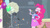 Size: 3410x1920 | Tagged: safe, screencap, pinkie pie, equestria girls, g4, my little pony equestria girls, balloon, blowing up balloons, clothes, confetti, cutie mark, cutie mark on clothes, eyes closed, female, open mouth