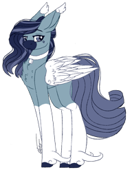 Size: 854x1110 | Tagged: safe, artist:inspiredpixels, oc, oc only, pony, chest fluff, choker, coat markings, colored hooves, colored wings, simple background, socks (coat markings), solo, standing, transparent background, wings