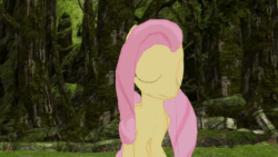 Size: 480x270 | Tagged: safe, artist:lillianlover2007, fluttershy, pinkie pie, pegasus, pony, equestria girls, g4, 3d, animated, dancing, default dance, duo, female, forest, fortnite, fortnite dance, gif, mare, ponied up, scared, surprised, wat