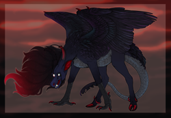 Size: 3161x2188 | Tagged: safe, artist:bluet0ast, oc, oc only, demon, demon pony, hybrid, pony, high res, interspecies offspring, offspring, parent:discord, parent:pony of shadows, solo