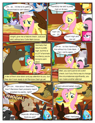 Size: 612x792 | Tagged: safe, artist:newbiespud, edit, edited screencap, screencap, applejack, fluttershy, harry, pinkie pie, rainbow dash, bear, bird, earth pony, pegasus, pony, rabbit, comic:friendship is dragons, g4, magical mystery cure, animal, applejack's hat, carousel boutique, comic, cowboy hat, dialogue, fluttershy's cottage, hat, indoors, onomatopoeia, screencap comic, swapped cutie marks, wings