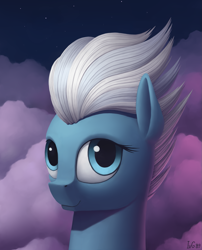 Size: 1387x1716 | Tagged: safe, artist:ivg89, night glider, pony, g4, bust, cloud, female, portrait, revised, solo, stars