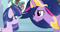 Size: 2420x1308 | Tagged: safe, artist:starshine-sentryyt, twilight sparkle, oc, oc:estrella glare, alicorn, pony, unicorn, g4, the last problem, female, mare, older, older twilight, older twilight sparkle (alicorn), princess twilight 2.0, twilight sparkle (alicorn)