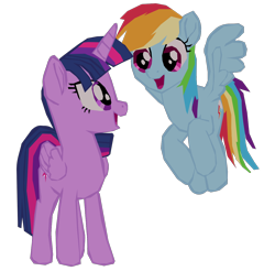 Size: 1280x1258 | Tagged: safe, artist:benpictures1, rainbow dash, twilight sparkle, alicorn, pegasus, pony, g4, my little pony: the movie, duo, duo female, female, inkscape, looking at each other, mare, simple background, transparent background, twilight sparkle (alicorn), vector